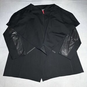 SPANX Black Jacket with Leather Sleeves